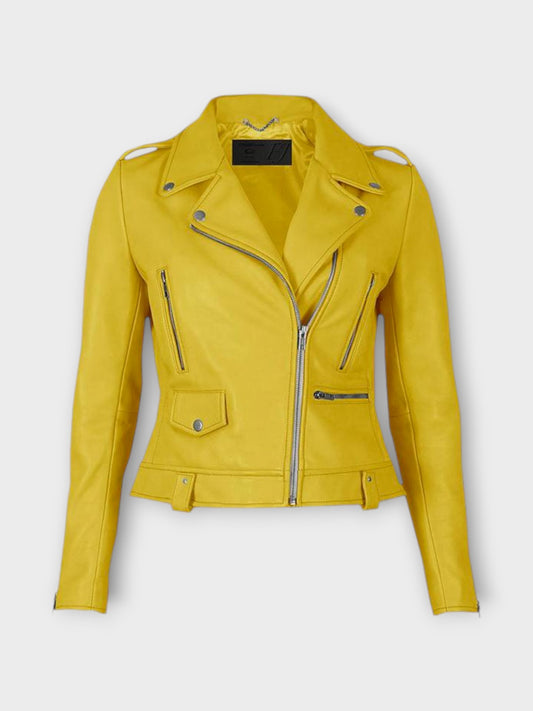 Loreen Women's Yellow Leather Jacket