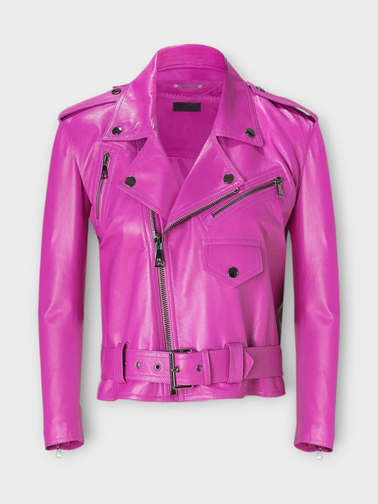 Veloria Women's Pink Leather Jacket