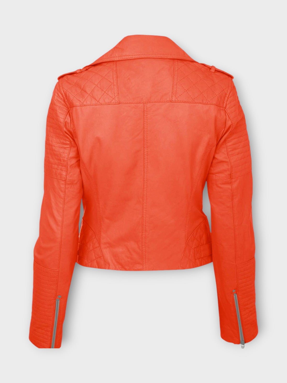 Zevara Women's Orange Leather Jacket