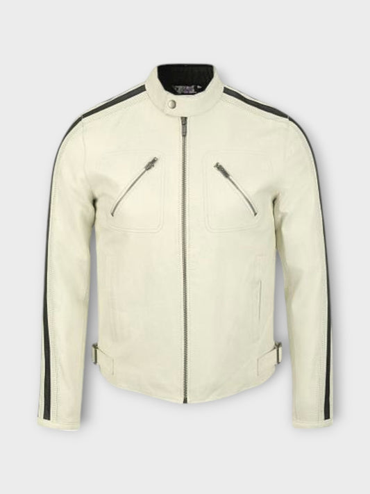 Men's Off White Leather Jacket