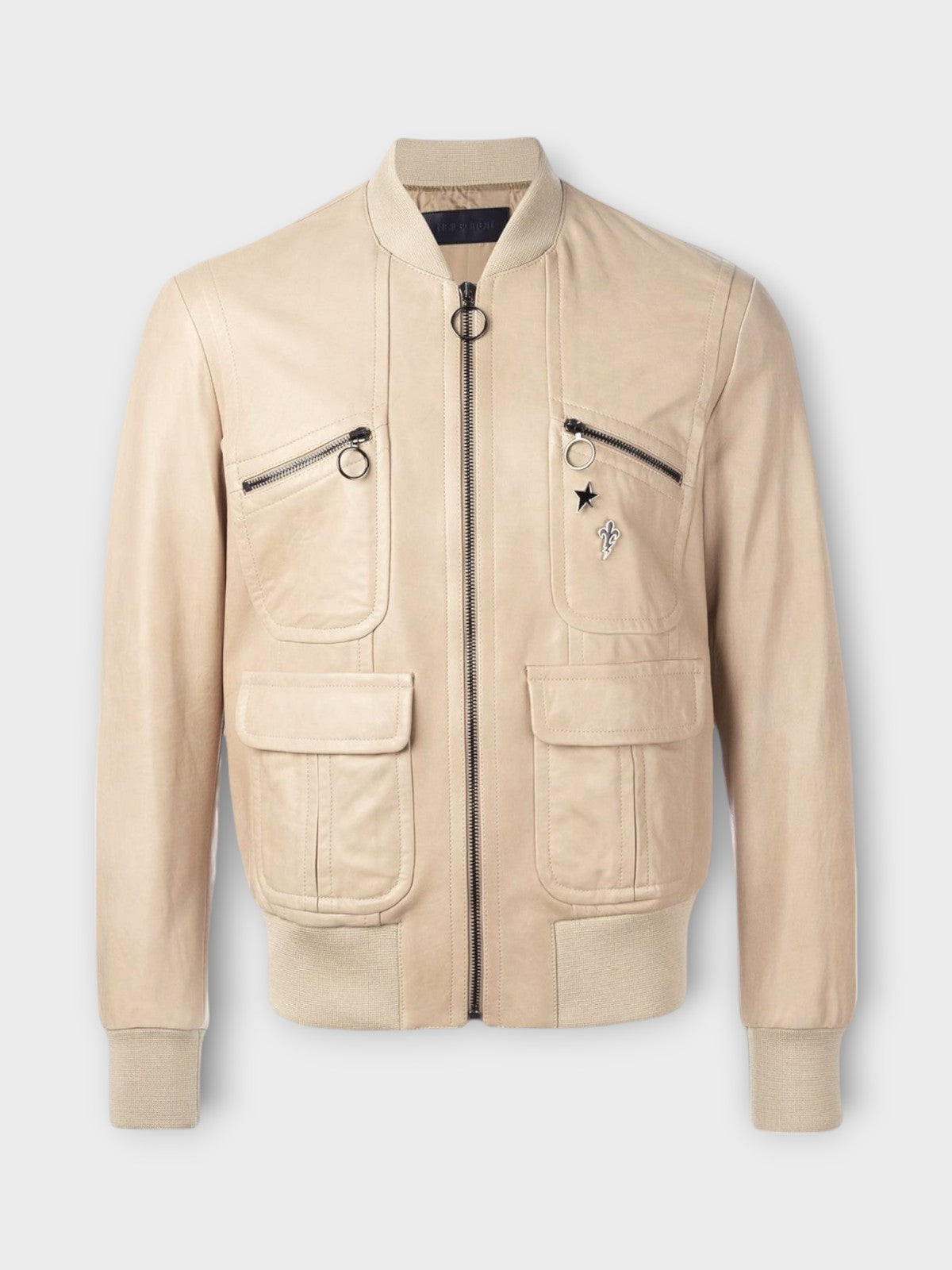 Velloro Men's Beige Leather Jacket