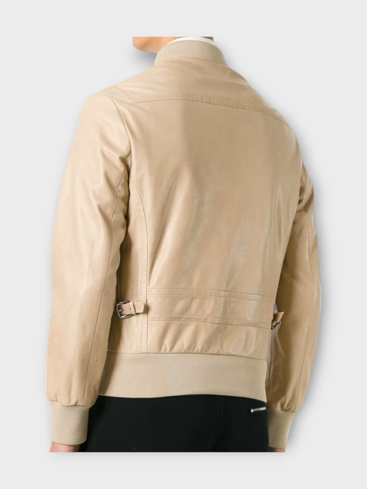 Velloro Men's Beige Leather Jacket