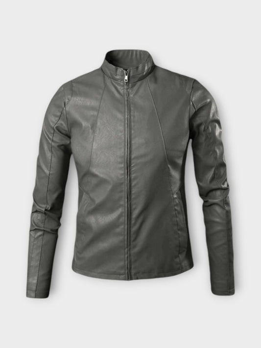 RiderX Men's Gray Leather Jacket