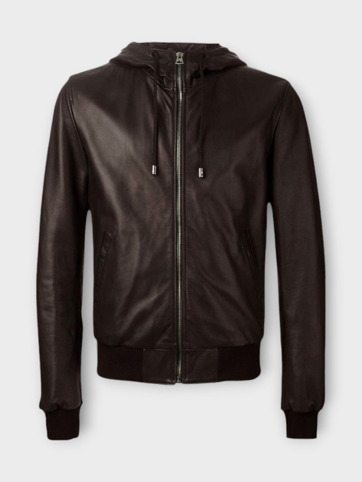 Vortex Men's Brown Leather Jacket Hoodie