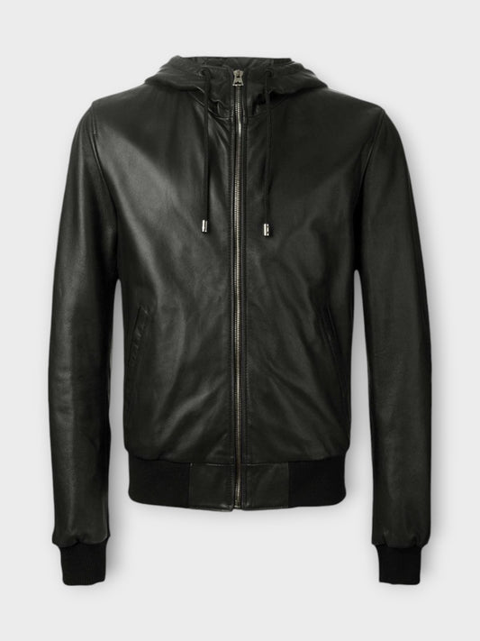 Vortex Men's Leather Jacket with Hoodie 